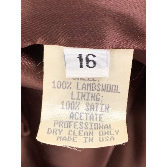 Vintage  Sz 16 Marvin Richards Brown Wool Coat Mink Trim Maxi Brown 7905 - Picture 11 of 15